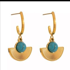 Gold natural stone trendy Earrings
